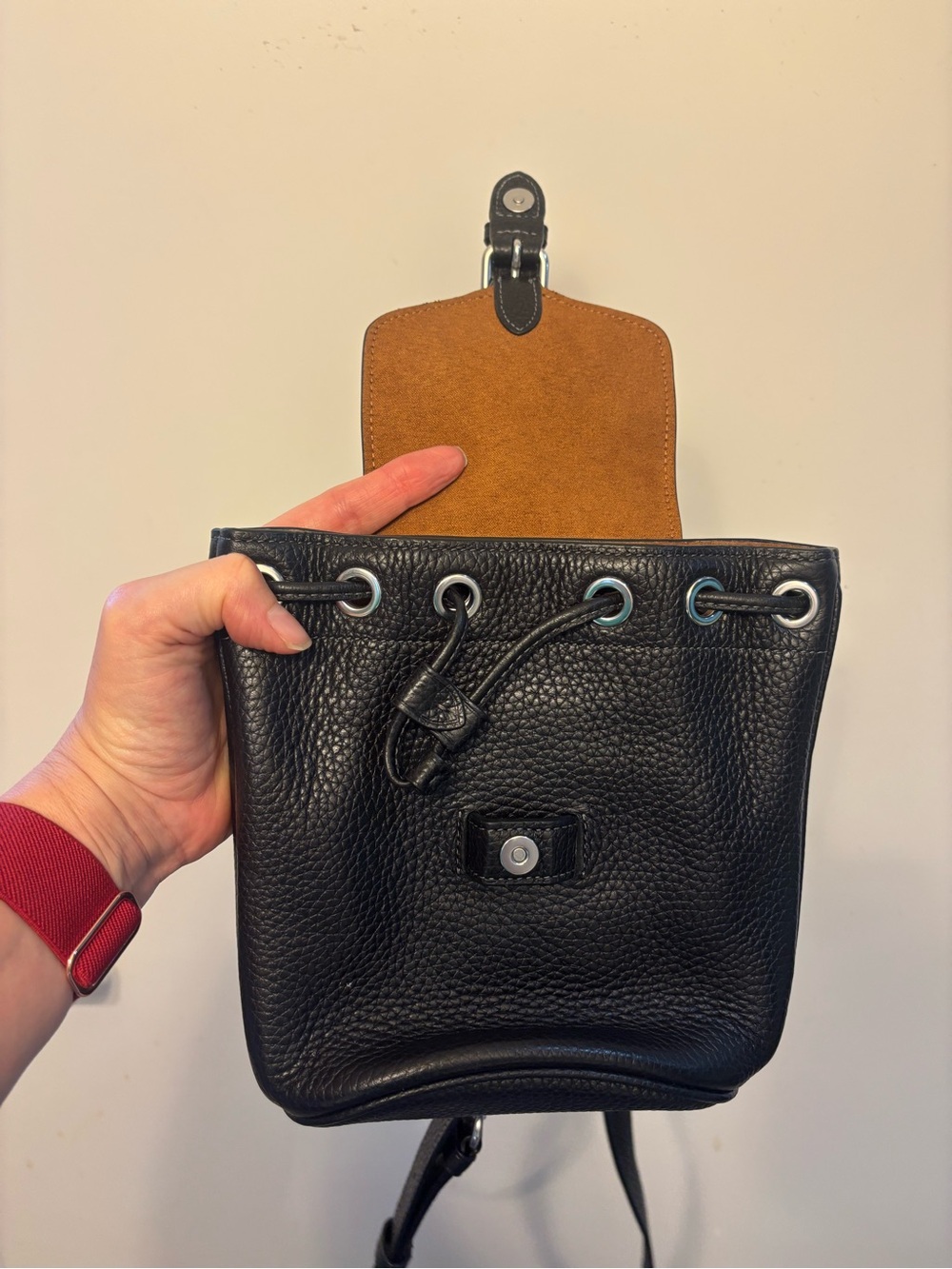Coach Black Pebbled Leather Mini Drawstring Backpack - Picture 3 of 4